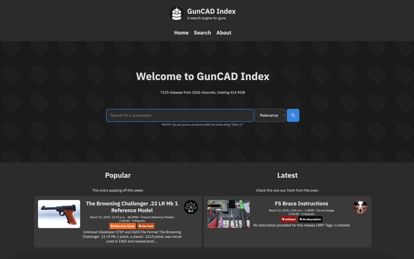 GunCAD Index: The Google of 3D Printed Firearms